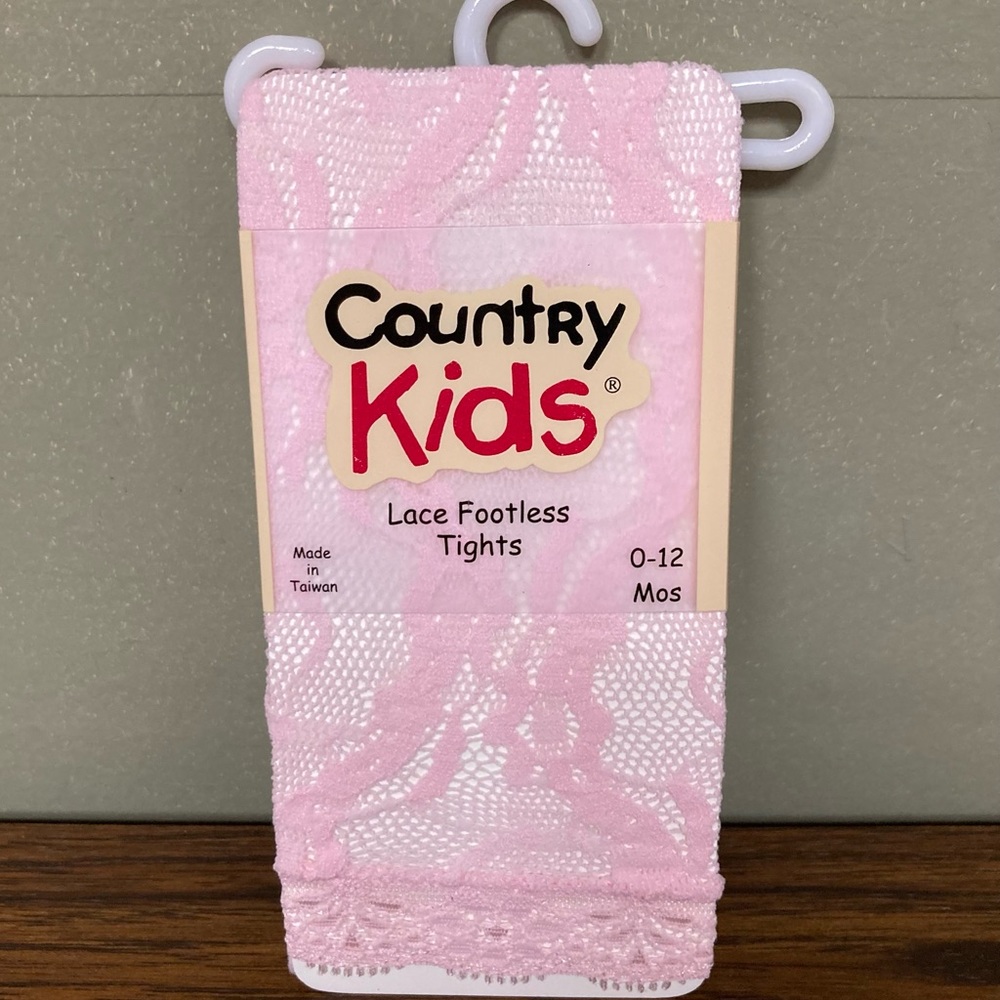 $1 NWT Country Kids Light Pink Lace Footless Tights 0-12 Months (Bundle only)